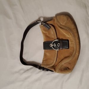 Vintage Coach suede leather tan purse hobo bag